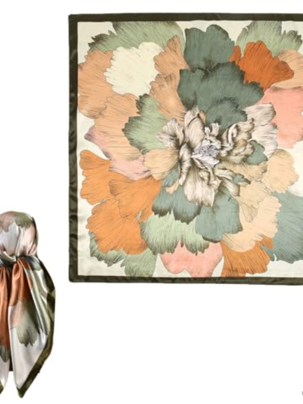 Large Square Satin Floral Scarf Hair Wrap Bandana for Women 35"